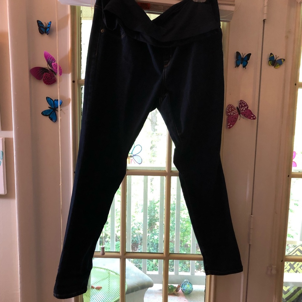 Dark blue skinny maternity jeans